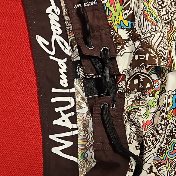 Maui & Sons men's California swim board beach shorts side pocket drawstring 32 - Picture 5 of 8
